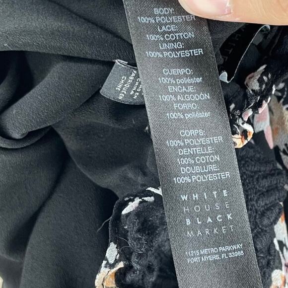 WHBM Womens Lace Floral Crochet Trim Off The Shoulder‎ Lined Blouse M - Picture 5 of 5